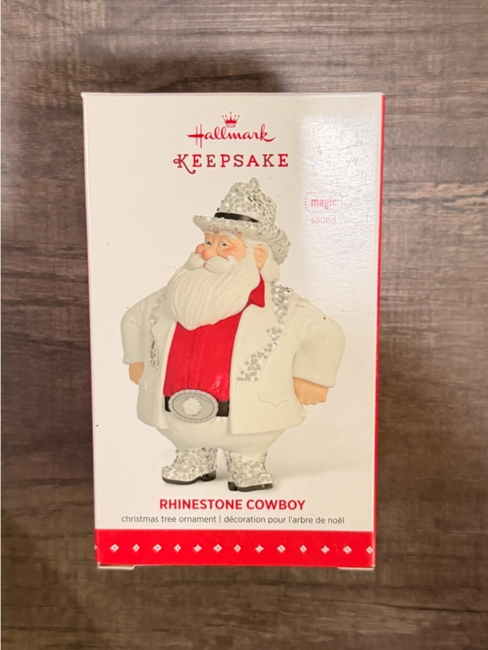NEW IN BOX Hallmark Keepsake Rhinestone Cowboy Ornament - White & Red